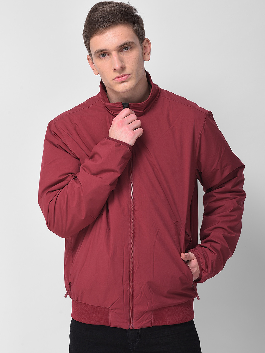 Woodland Men Red Water Resistant Tailored Jacket