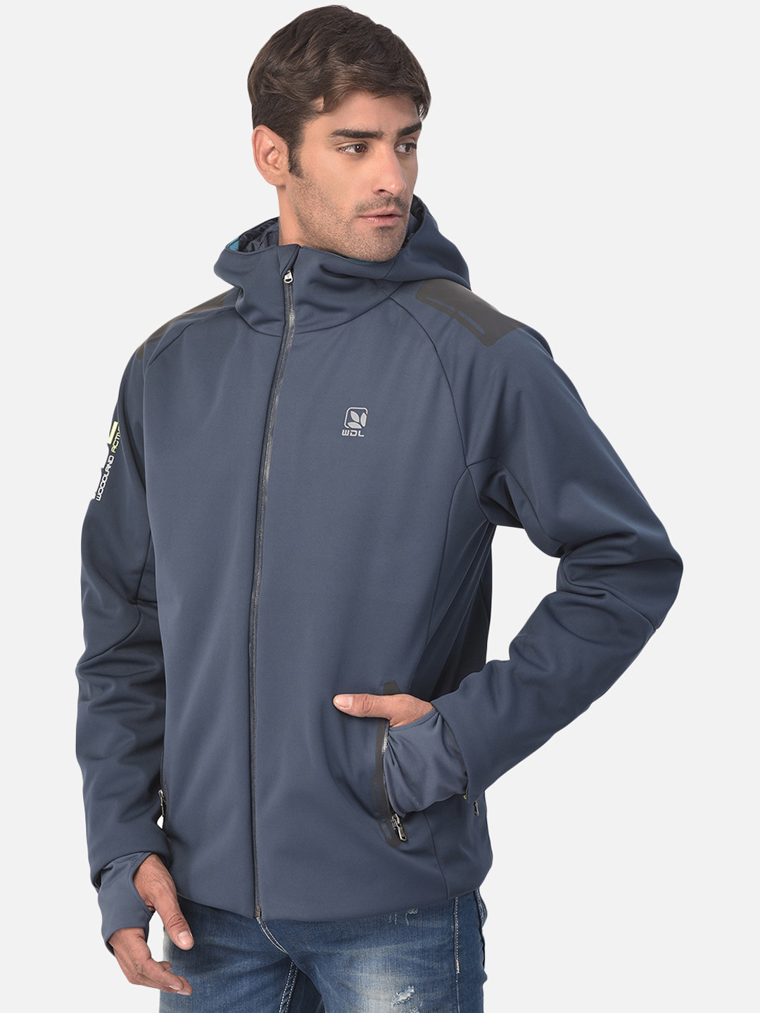 Woodland Men Teal Water Resistant Bomber Jacket