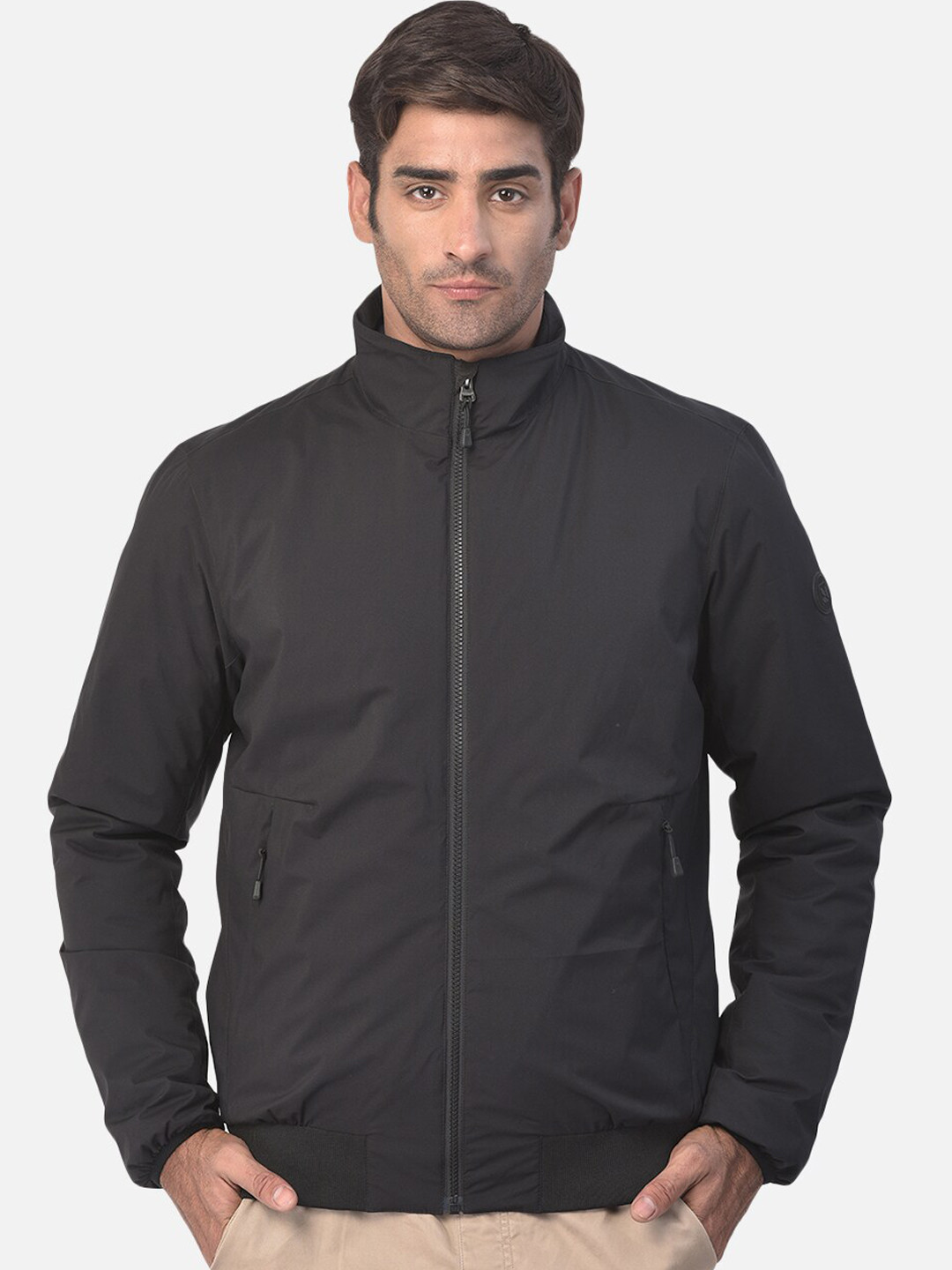 Woodland Men Black  Water Resistant Bomber Jacket