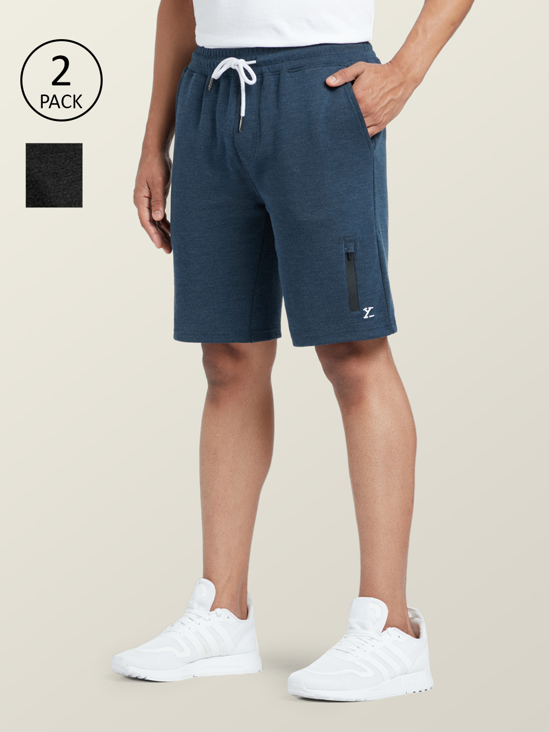 XYXX Men Navy Blue Outdoor Sports Shorts with Antimicrobial Technology