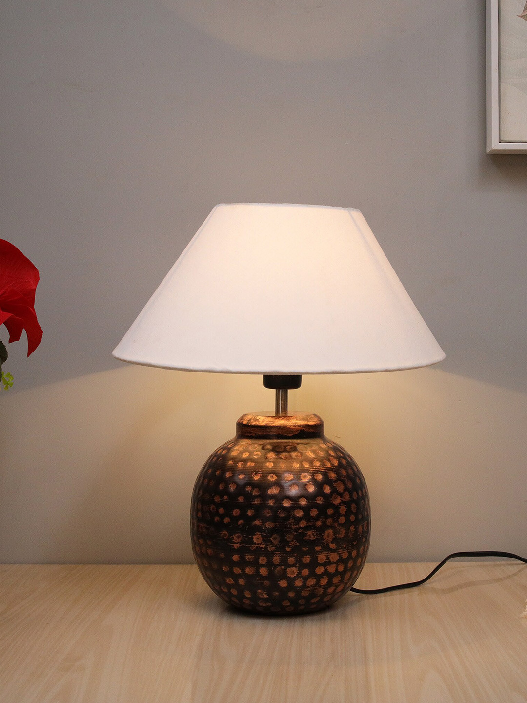 Homesake Brown & White Oil-Rubbed Ginger Jar Table Lamp with Shade