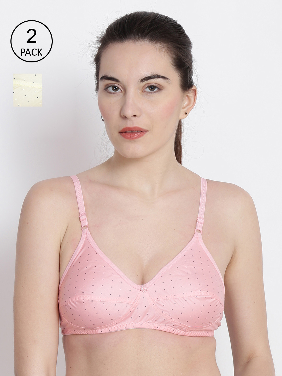 ABELINO Pack of 2 Pink & Yellow Printed Bra