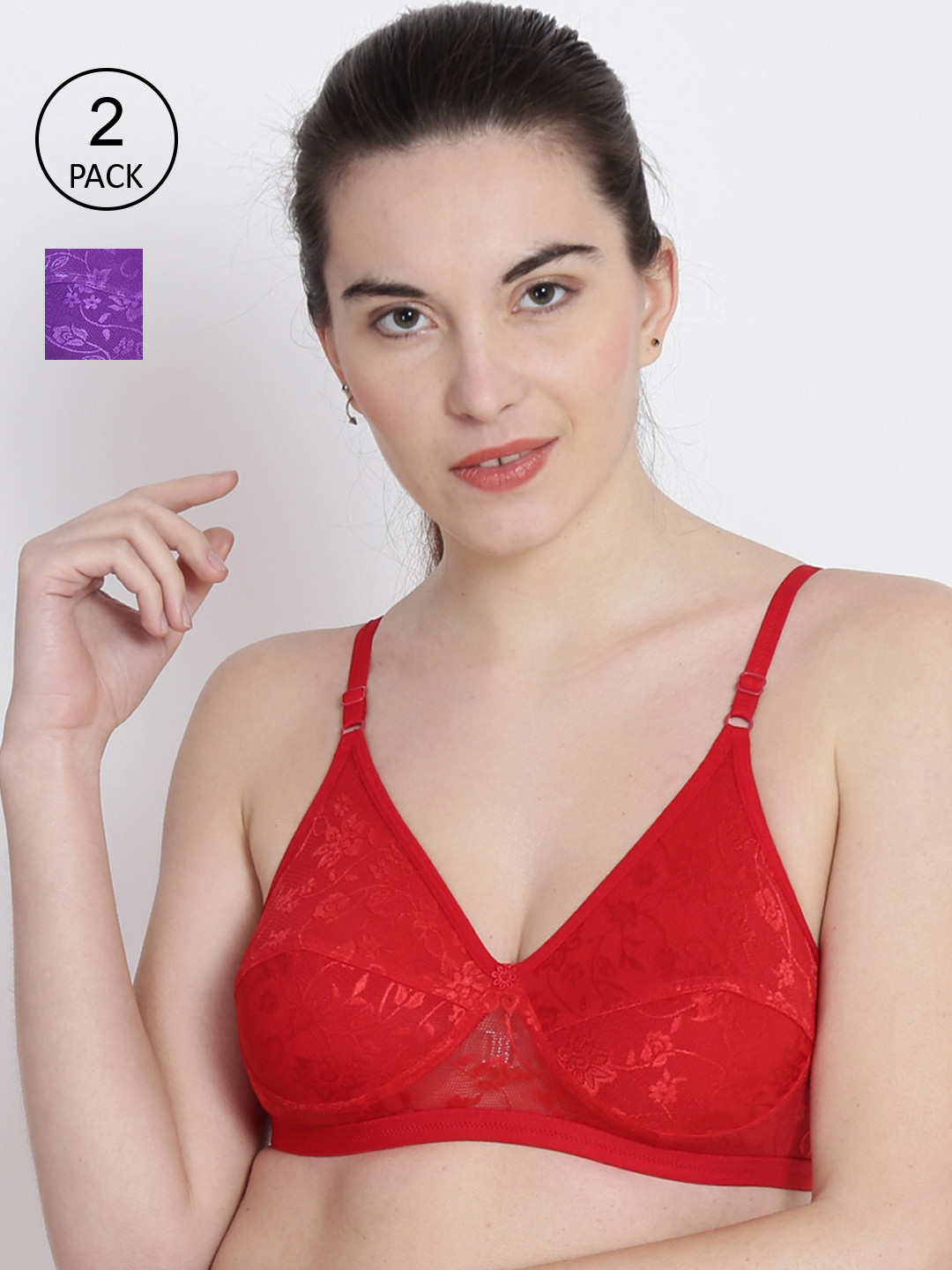 ABELINO Pack of 2 Floral Lace Bras