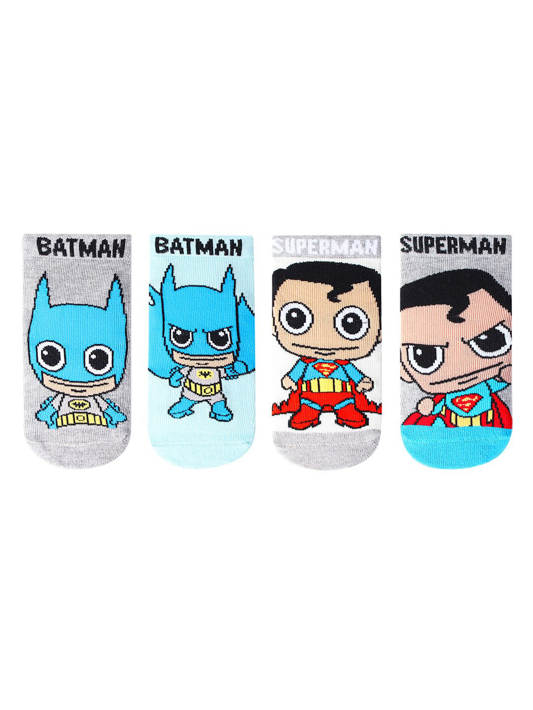 Bonjour Kids Pack of 4 Chibi Batman & Superman Socks