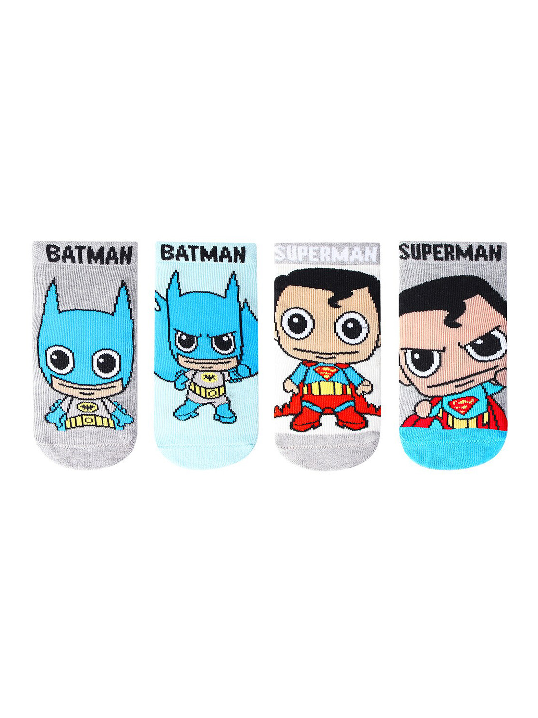 Bonjour Pack of 4 Chibi Batman & Superman Infant Socks