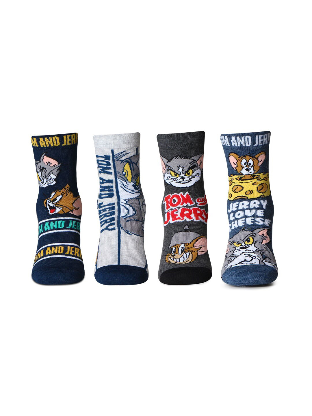 Bonjour Girls Pack of 4 Tom & Jerry Patterned Ankle Length Socks