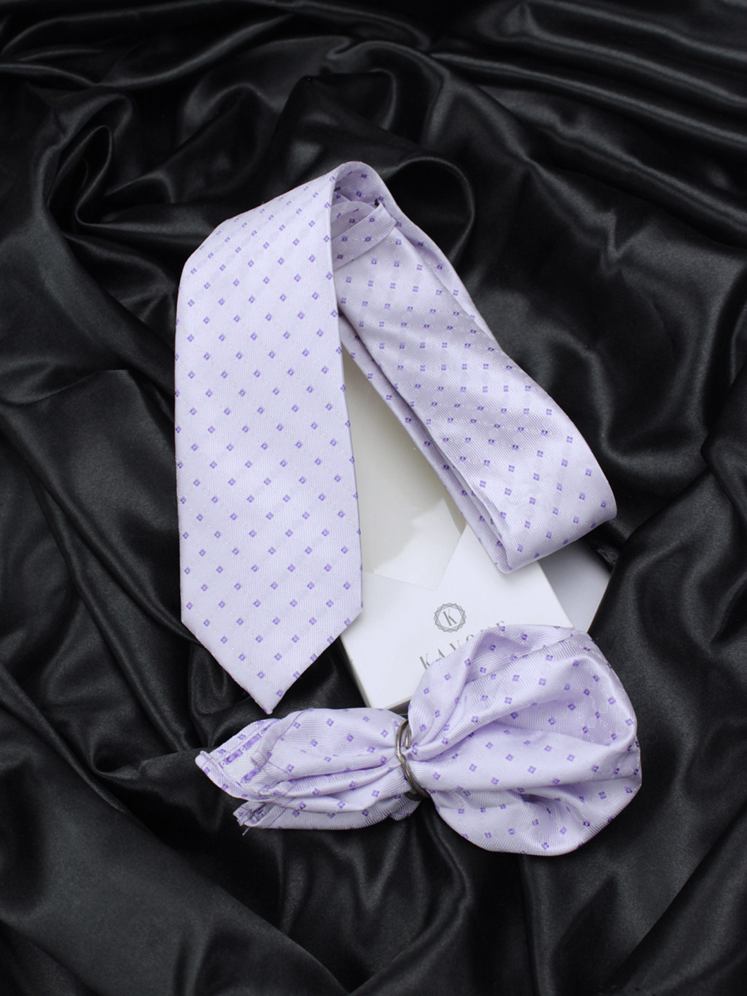 Kavove Men Purple Checkered Accessory Gift Set