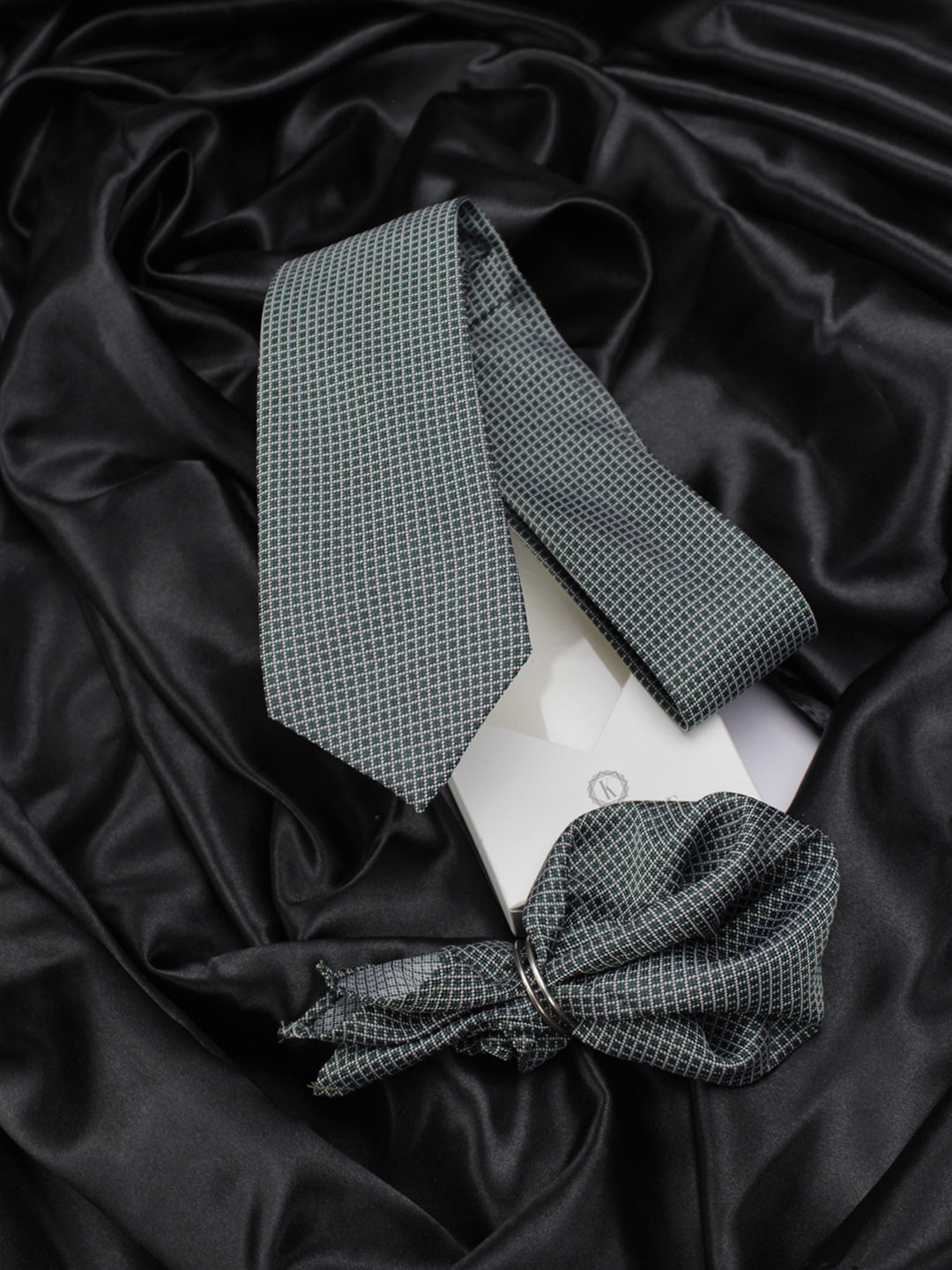 Kavove Men Green Checkered Accessory Gift Set