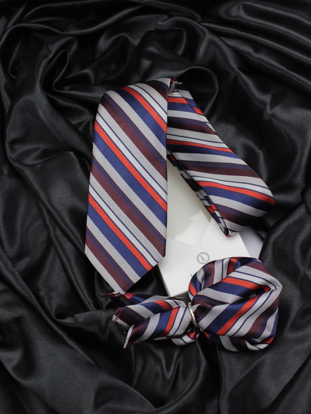 Kavove Men Blue Classy Striped Accessory Gift Set