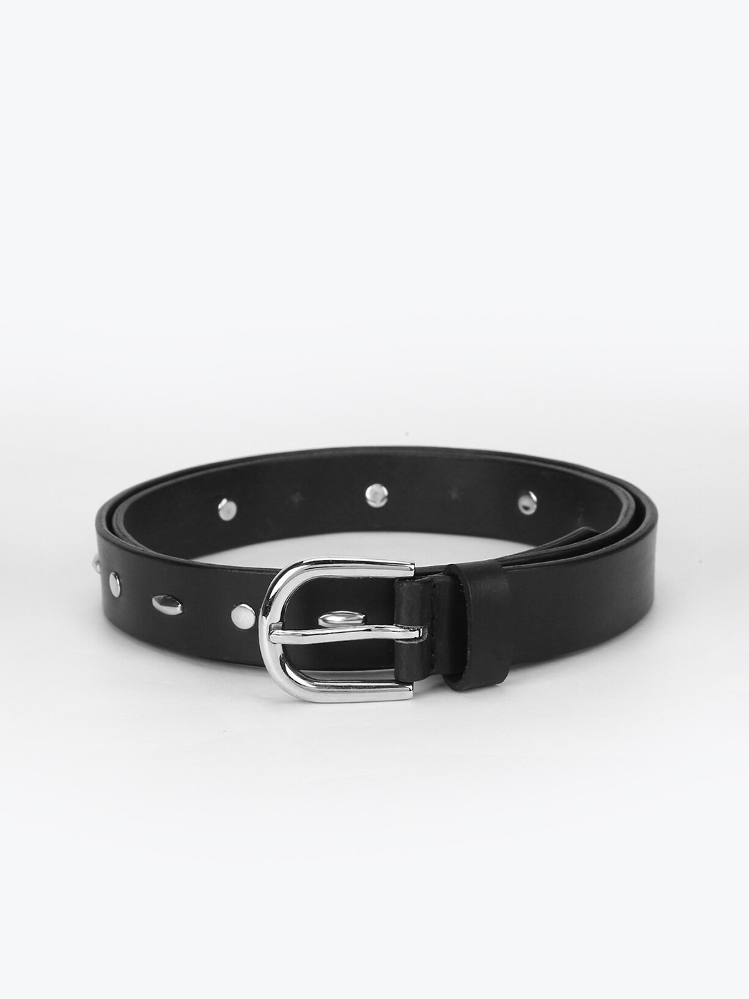 Aditi Wasan Women Black Genuine Leather Black Studded Women's Belt