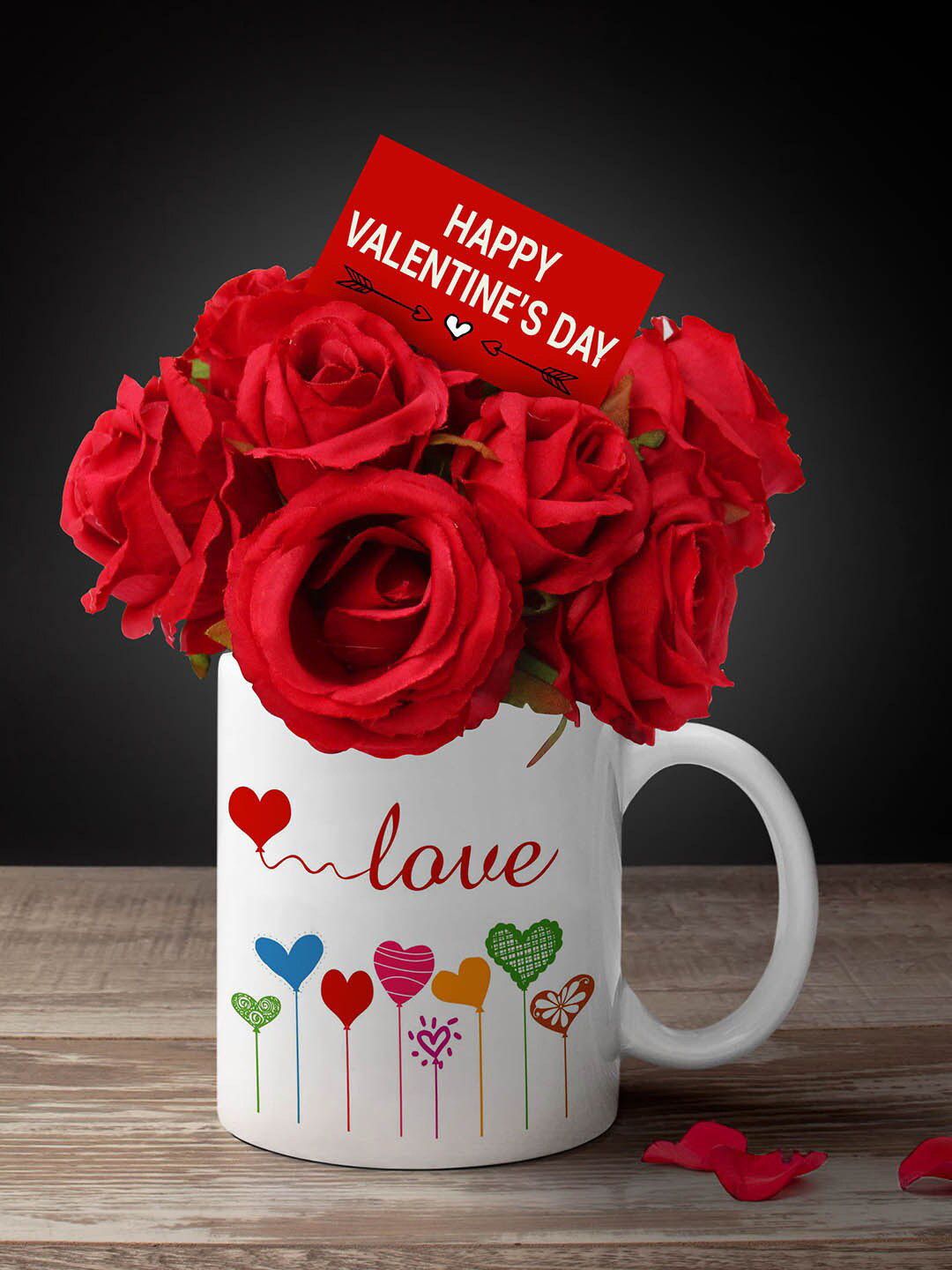 TIED RIBBONS Multicolor 12 Artificial Red Rose Valentine Day Combo Gift