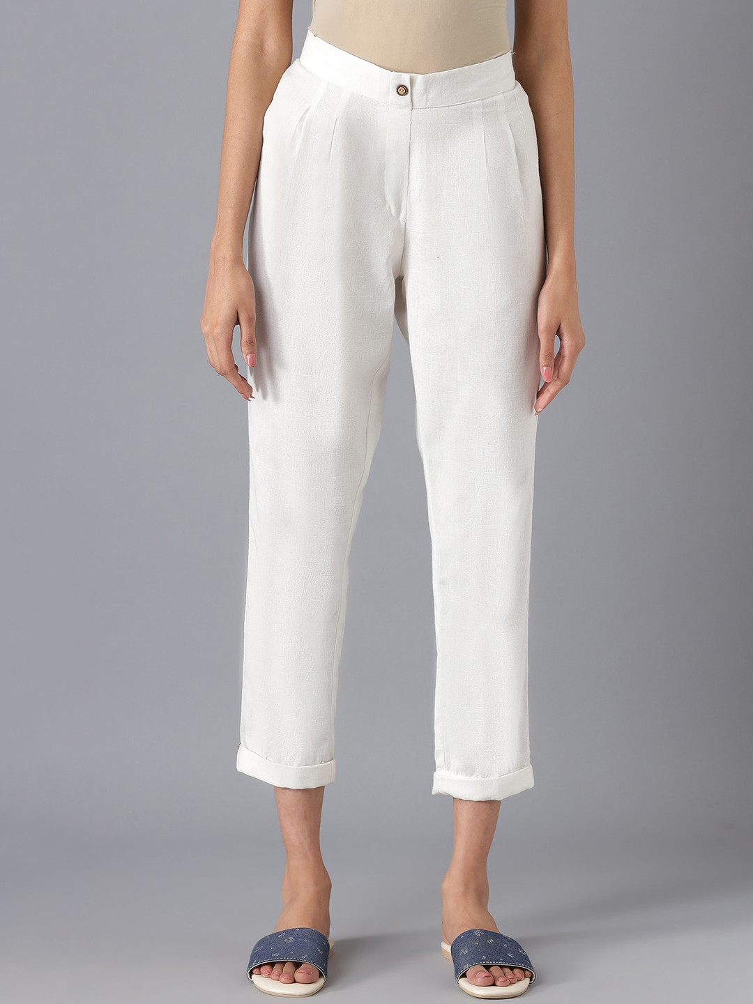 AURELIA Women White Pleated Trousers