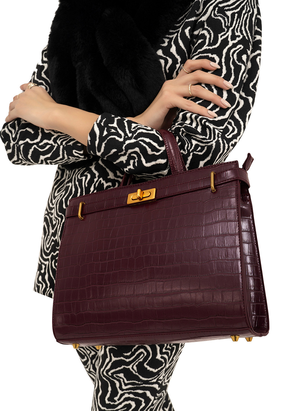 MIRAGGIO Stella Wine Solid Handheld Stachel Bag