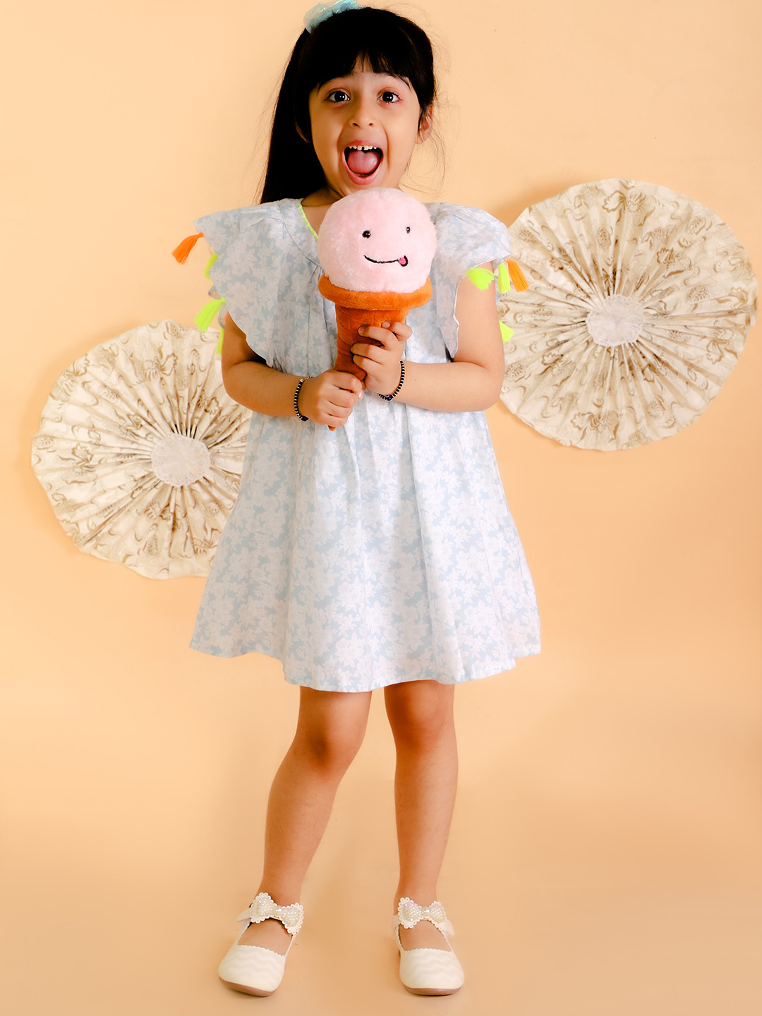 LIL DRAMA White Floral A-Line Dress