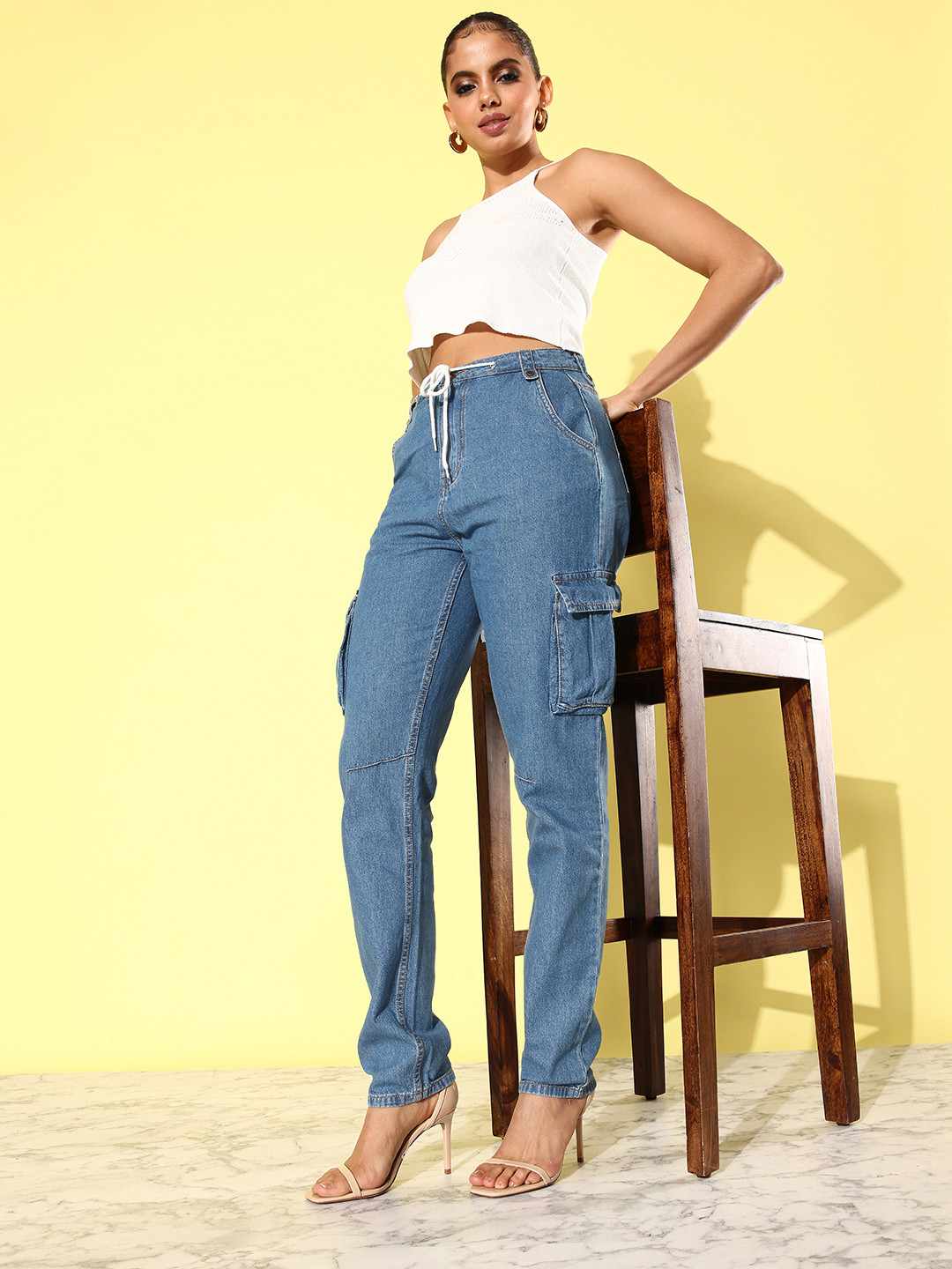 The Roadster Life Co. Women Boyfriend Fit High-Rise Pure Cotton Cargos