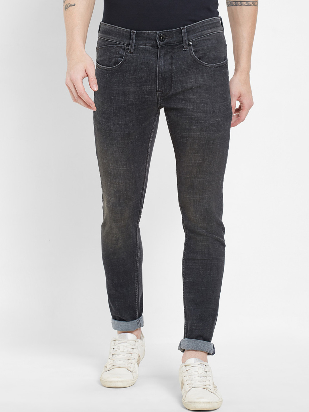Pepe Jeans Men Black Tapered Fit Light Fade Stretchable Jeans