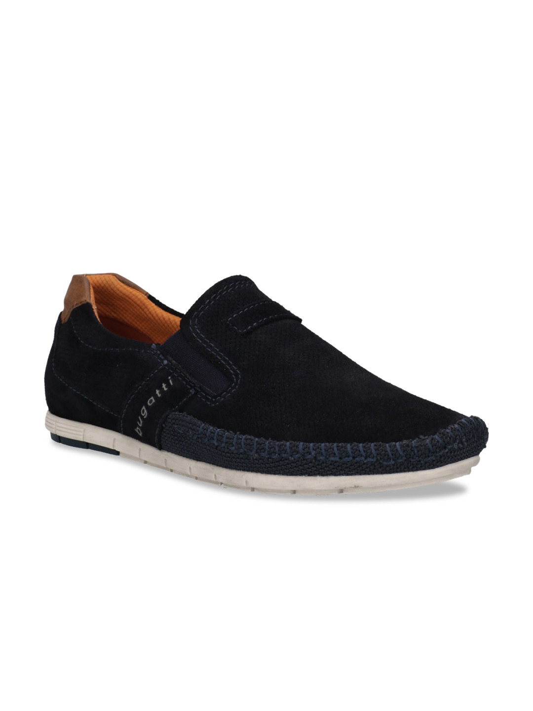 Bugatti Spartan Men Blue Leather Slip-On Sneakers