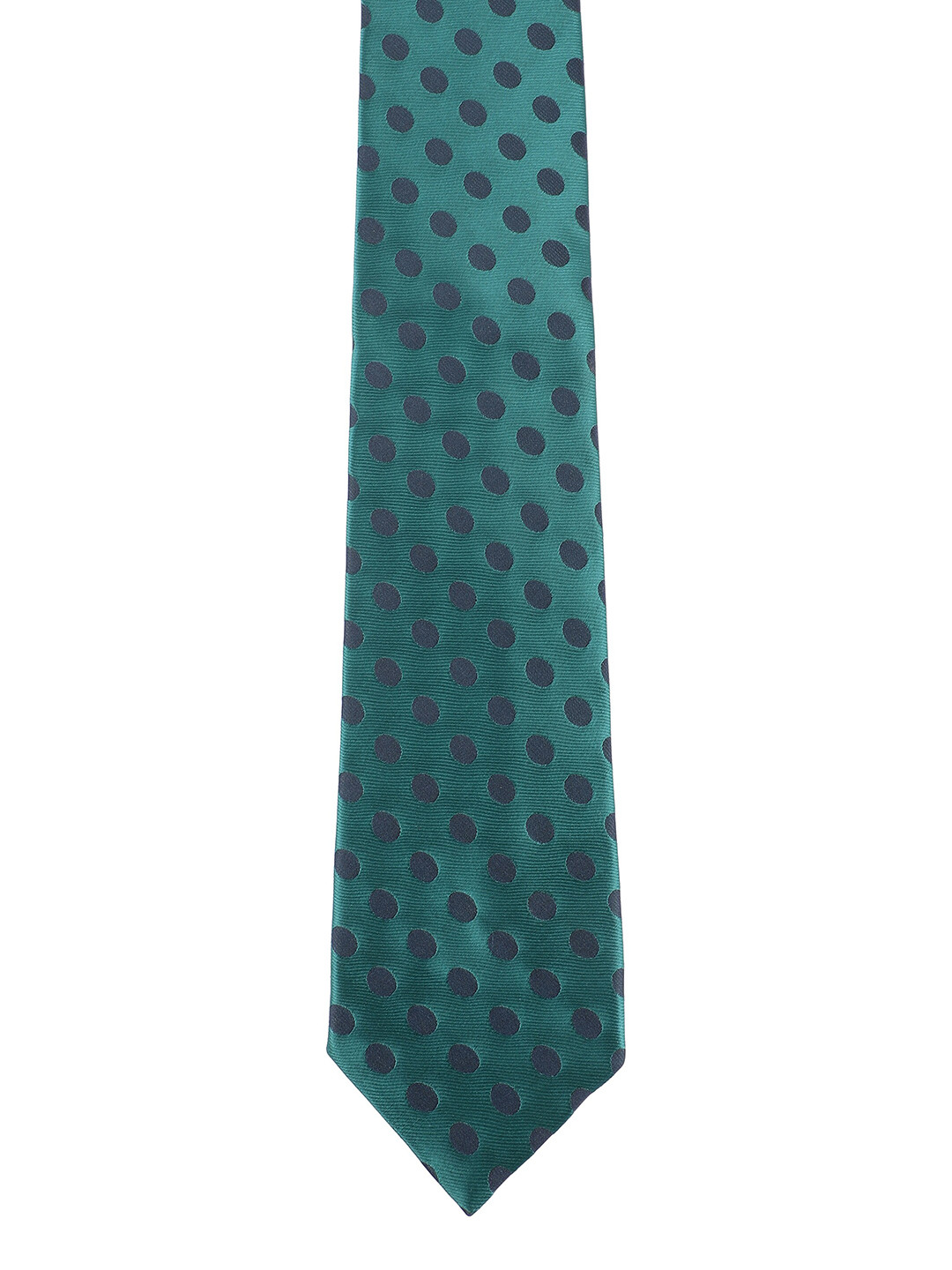Alvaro Castagnino Men Teal & Black Polka Dots Printed Skinny Tie