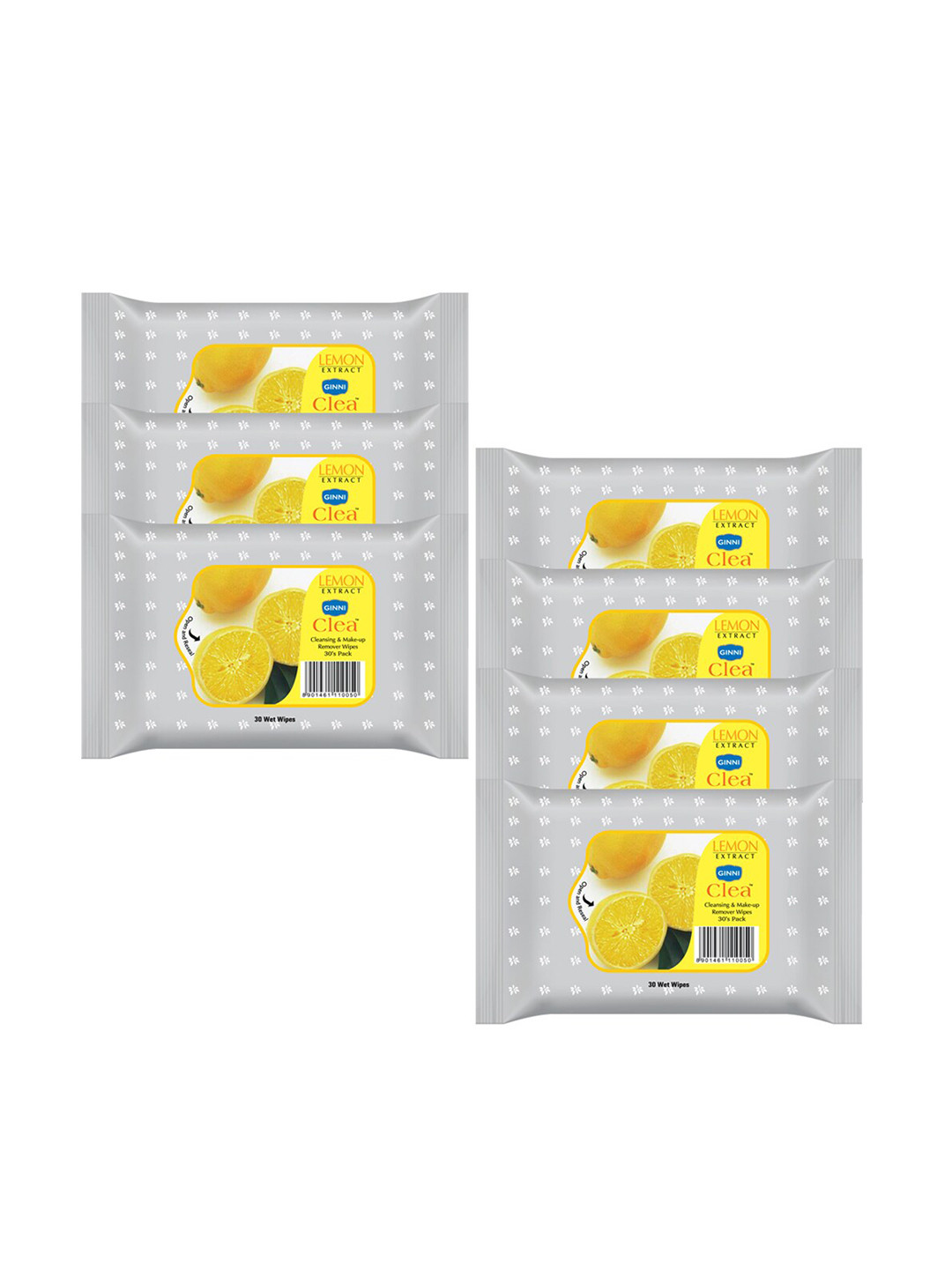 GINNI Set of 7 Lemon Cleansing & Makeup Remover Wet Wipes