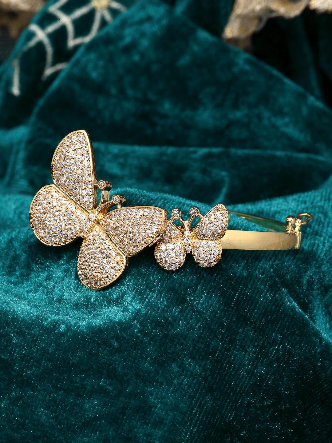ZENEME Gold Plated Butterfly Design Cuff Bracelet