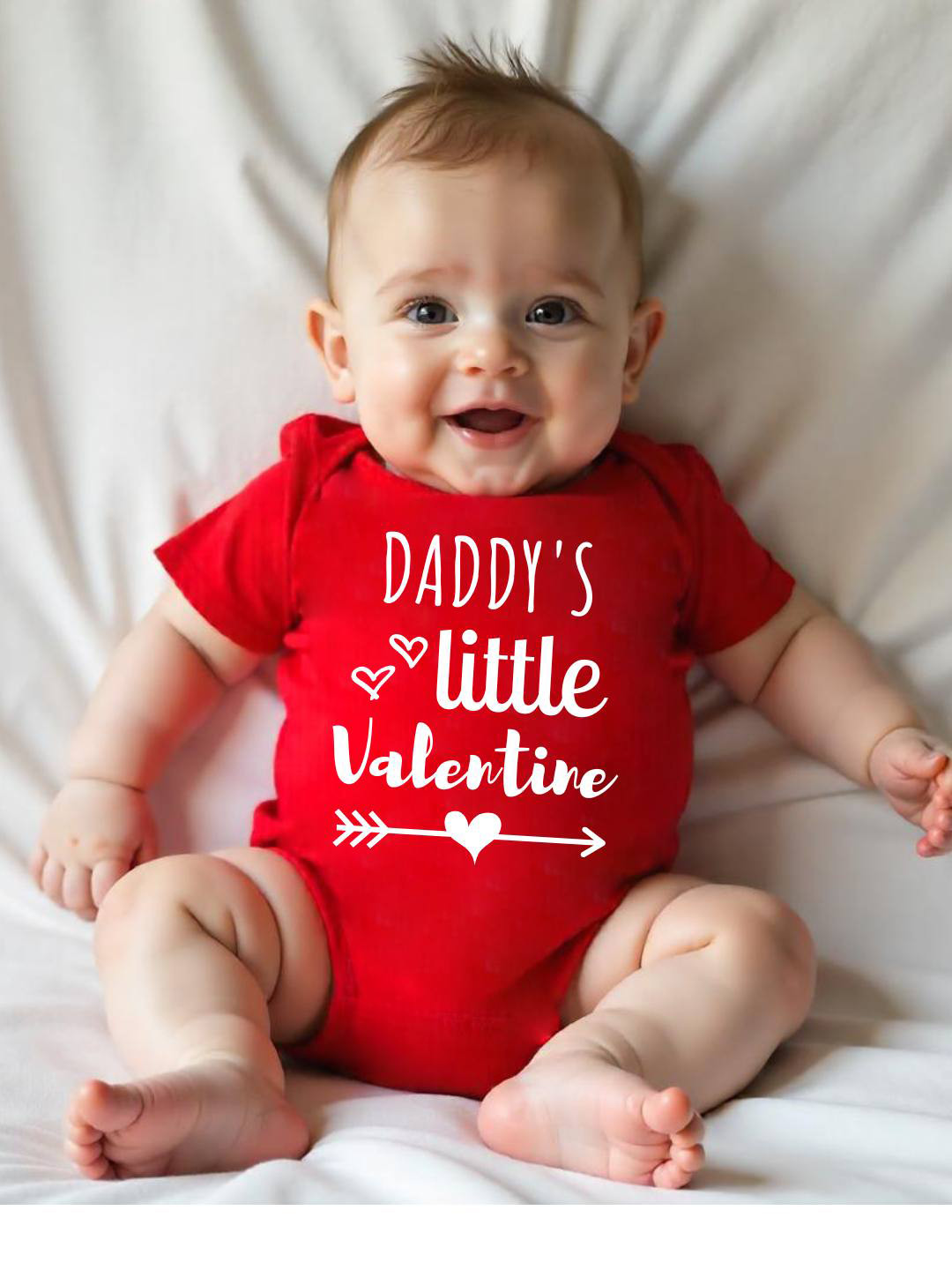 KNITROOT Infants Red & White Daddys Little Valentine Printed Cotton Bodysuit