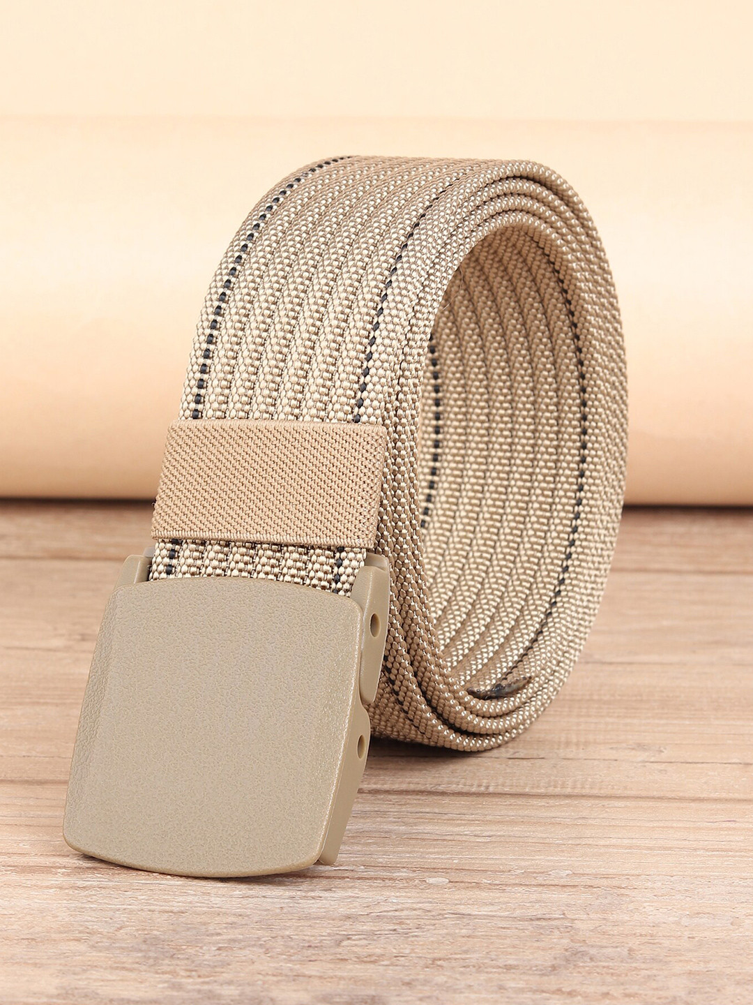 ZORO Men Khaki Belt with Plastic Flap Buckle
