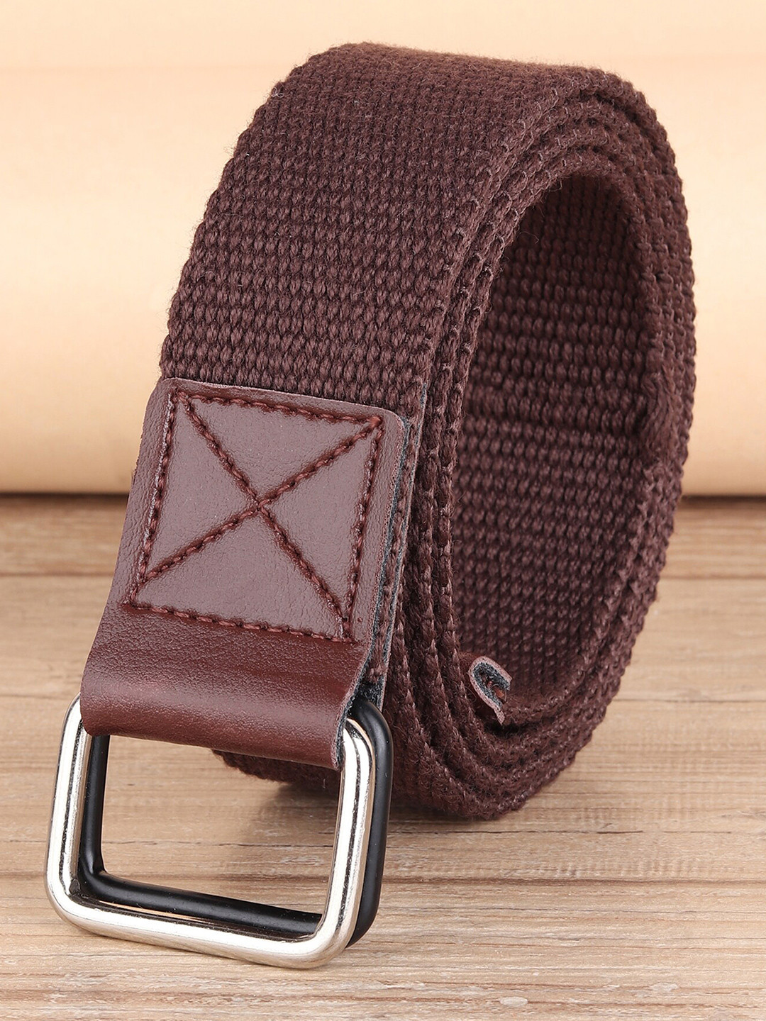 ZORO Men Brown D Ringle Buckle Belt