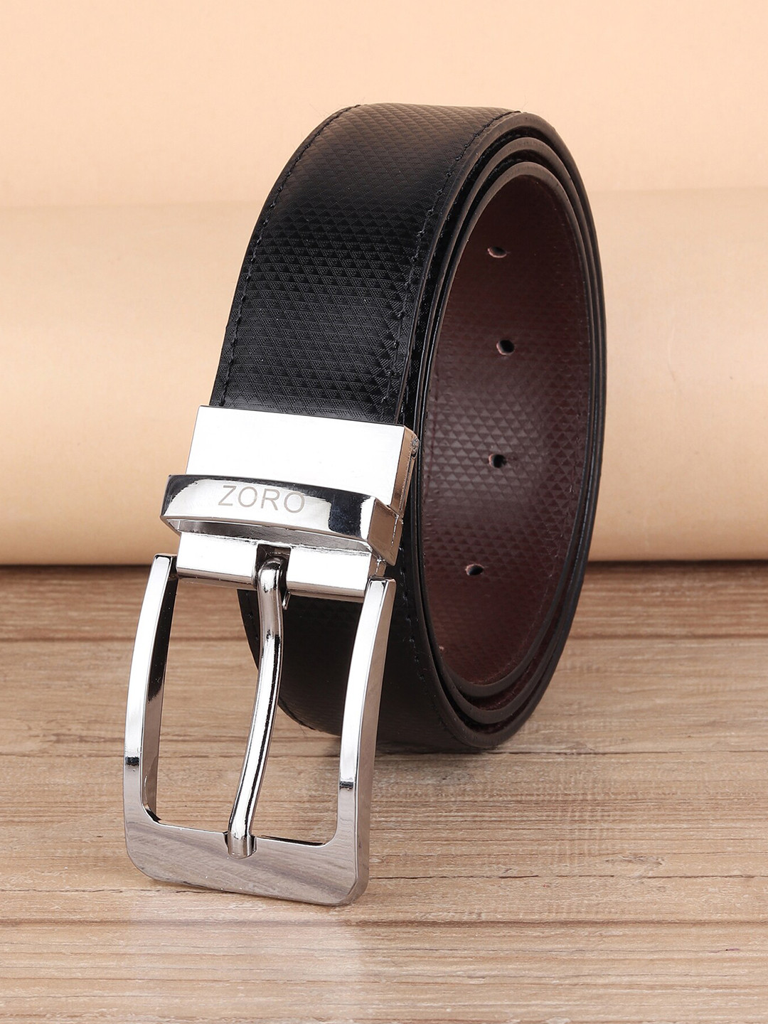 ZORO Men Black PU Formal Belt