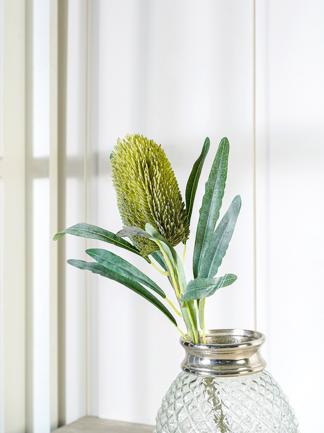Pure Home and Living Green Single Protea Stem Artificial Flower