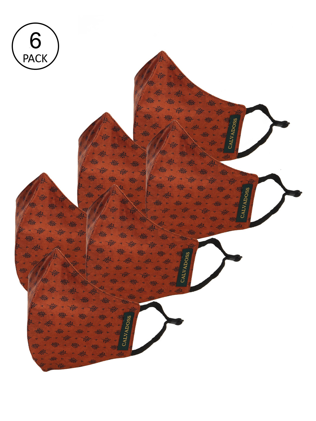 Calvadoss Women Pack Of 6 Printed 3-Ply Reusable Cotton Cloth Masks