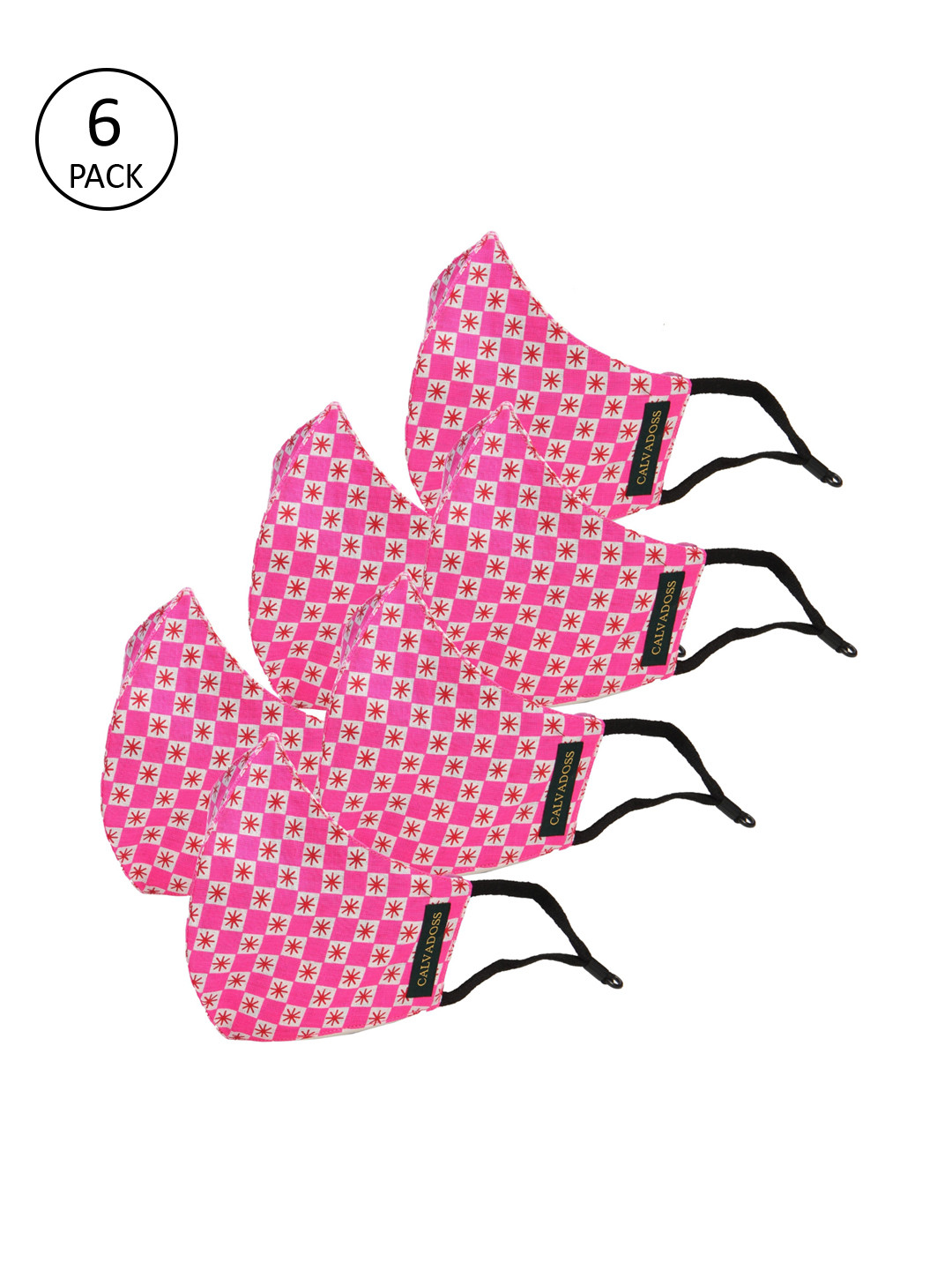 Calvadoss Women Pack Of 6 Printed 3-Ply Reusable Cotton Cloth Masks