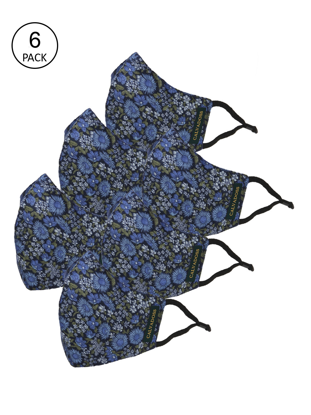 Calvadoss Woman Pack Of 6 Printed 3-Ply Reusable Cotton Cloth Masks
