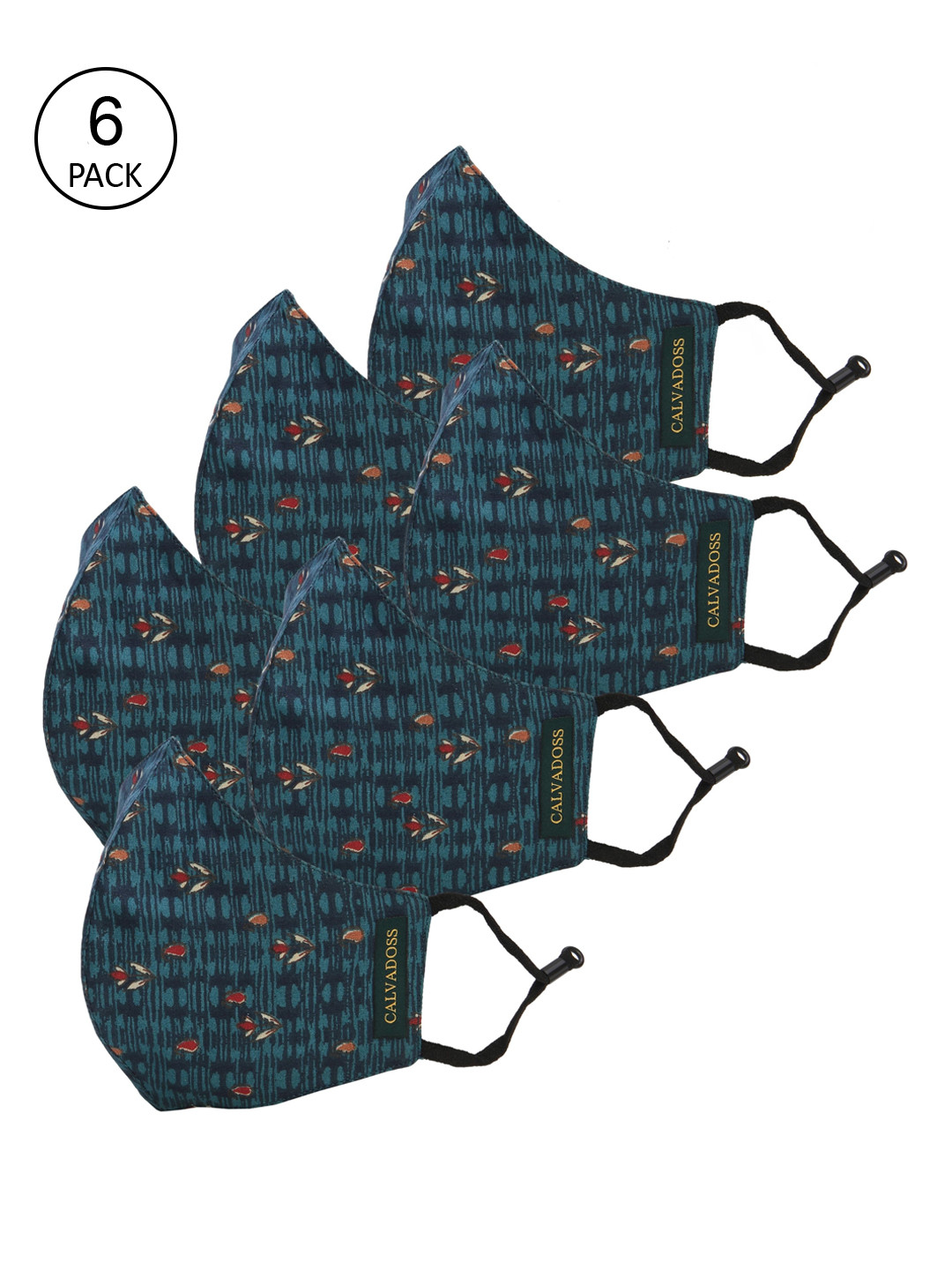 Calvadoss Women Pack Of 6 Printed 3-Ply Reusable Cotton Cloth Masks