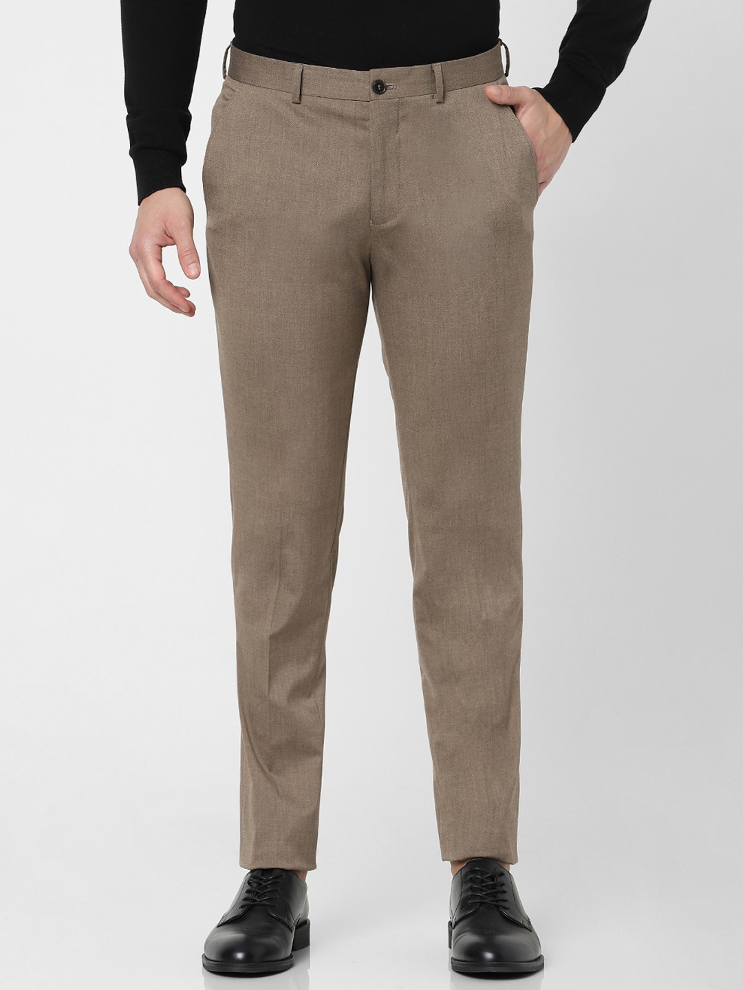 SELECTED Men Brown Slim Fit Trousers