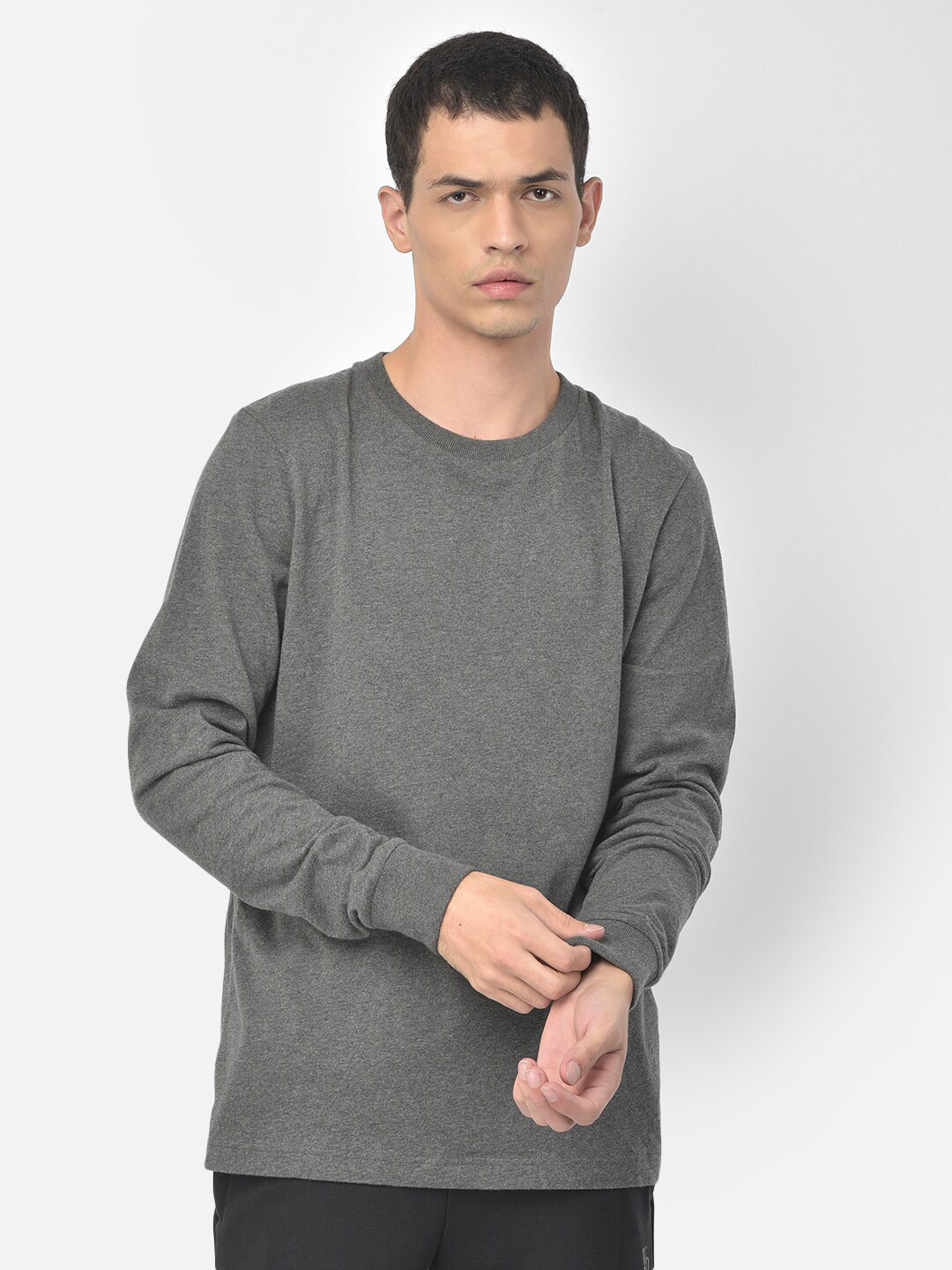 Woodland Men Grey Pure Cotton T-shirt