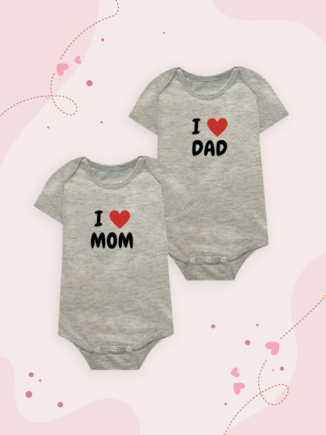 A.T.U.N. Unisex Set of 2 Grey Baby Bodysuit