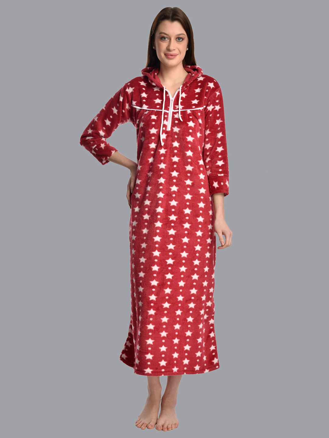 CIERGE Red Printed Maxi Nightdress