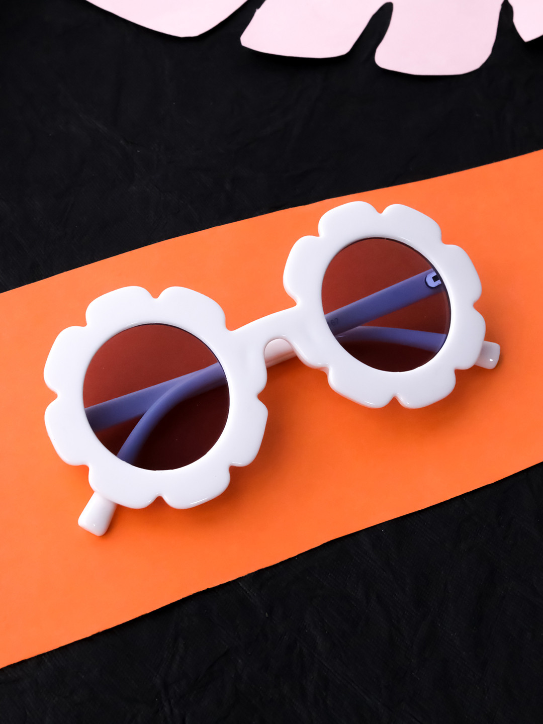 Spiky Unisex Kids Blue Lens & White Round Sunglasses with UV Protected Lens CTK167_WHT_ICM