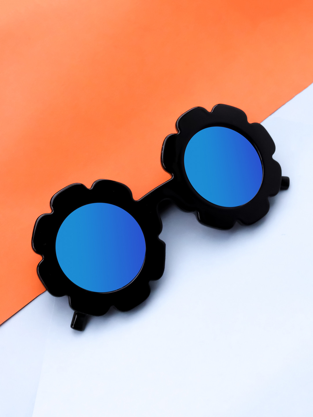 Spiky Unisex Kids Blue Lens & Black Round Sunglasses CTK167_BLK_ICM