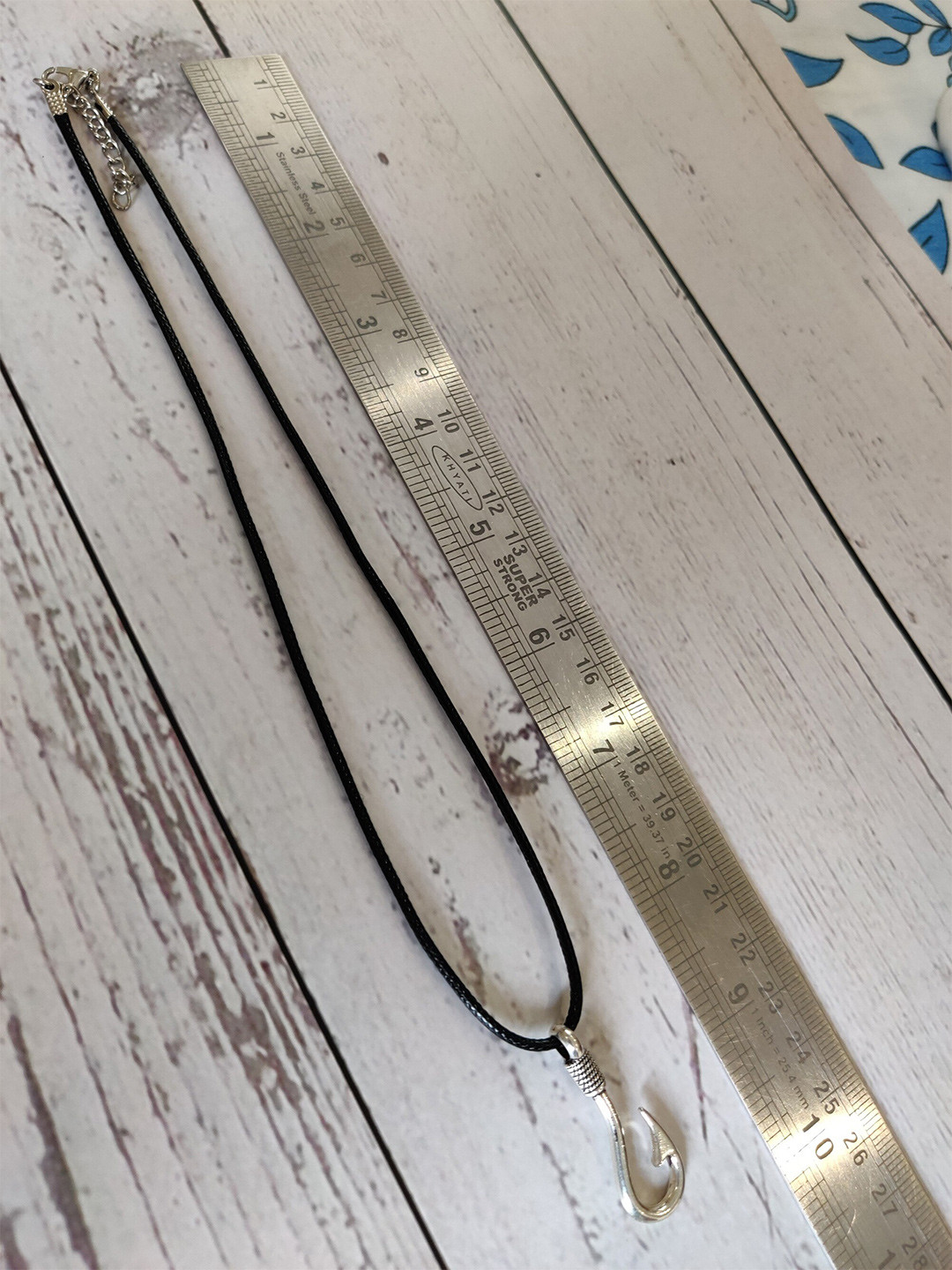 EL REGALO Men Silver-Toned & Black Anchor Locket Necklace