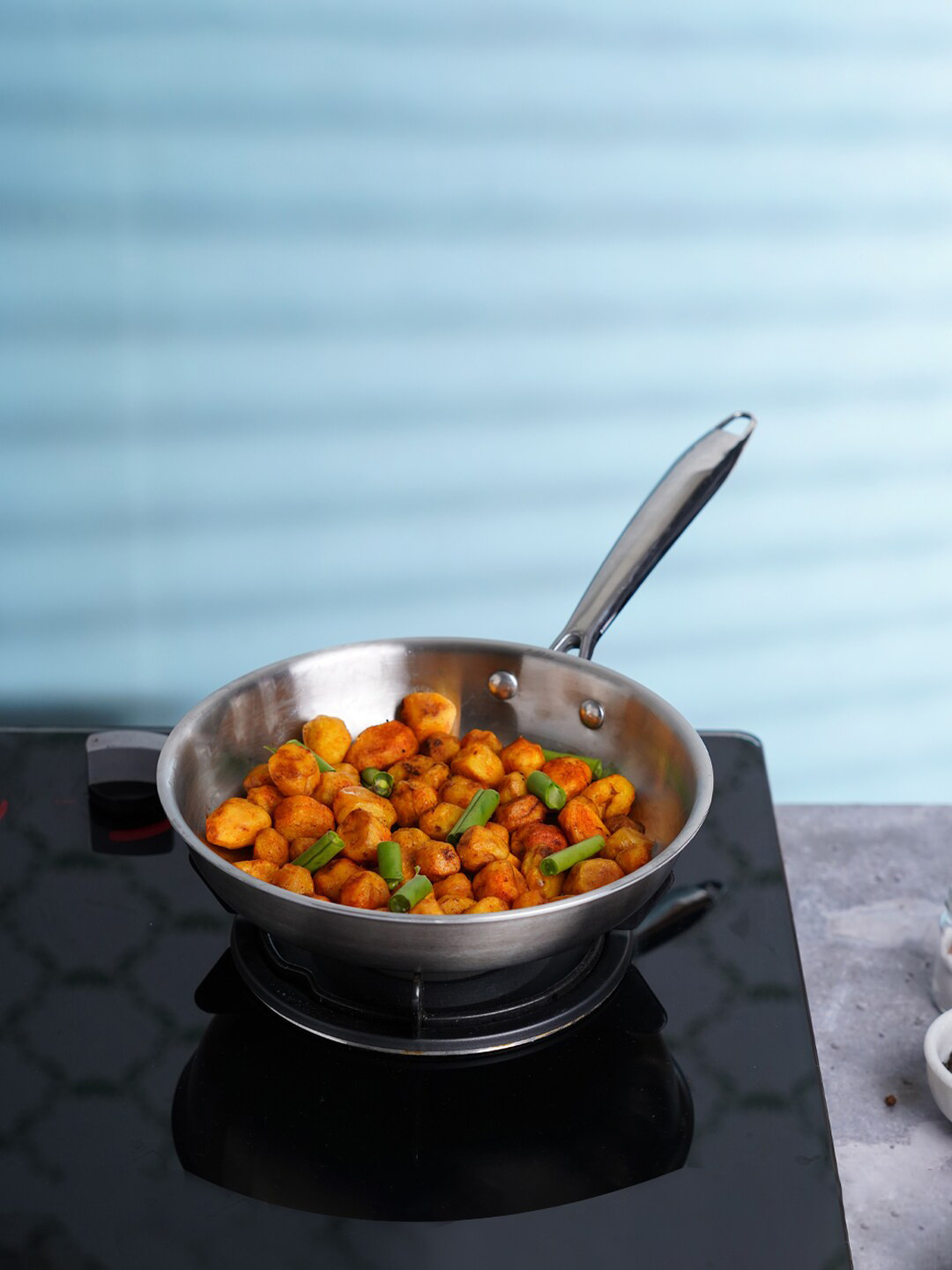 The Indus Valley Silver Tri-Ply Stainless Steel Induction Friendly Fry Pan