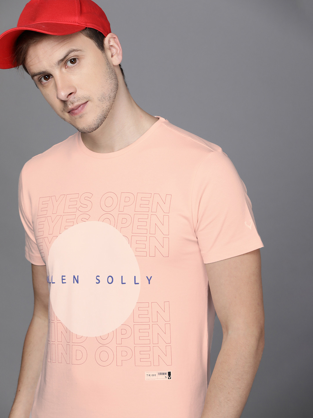 Allen Solly Tribe Men Pink Typography Printed  Casual T-shirt