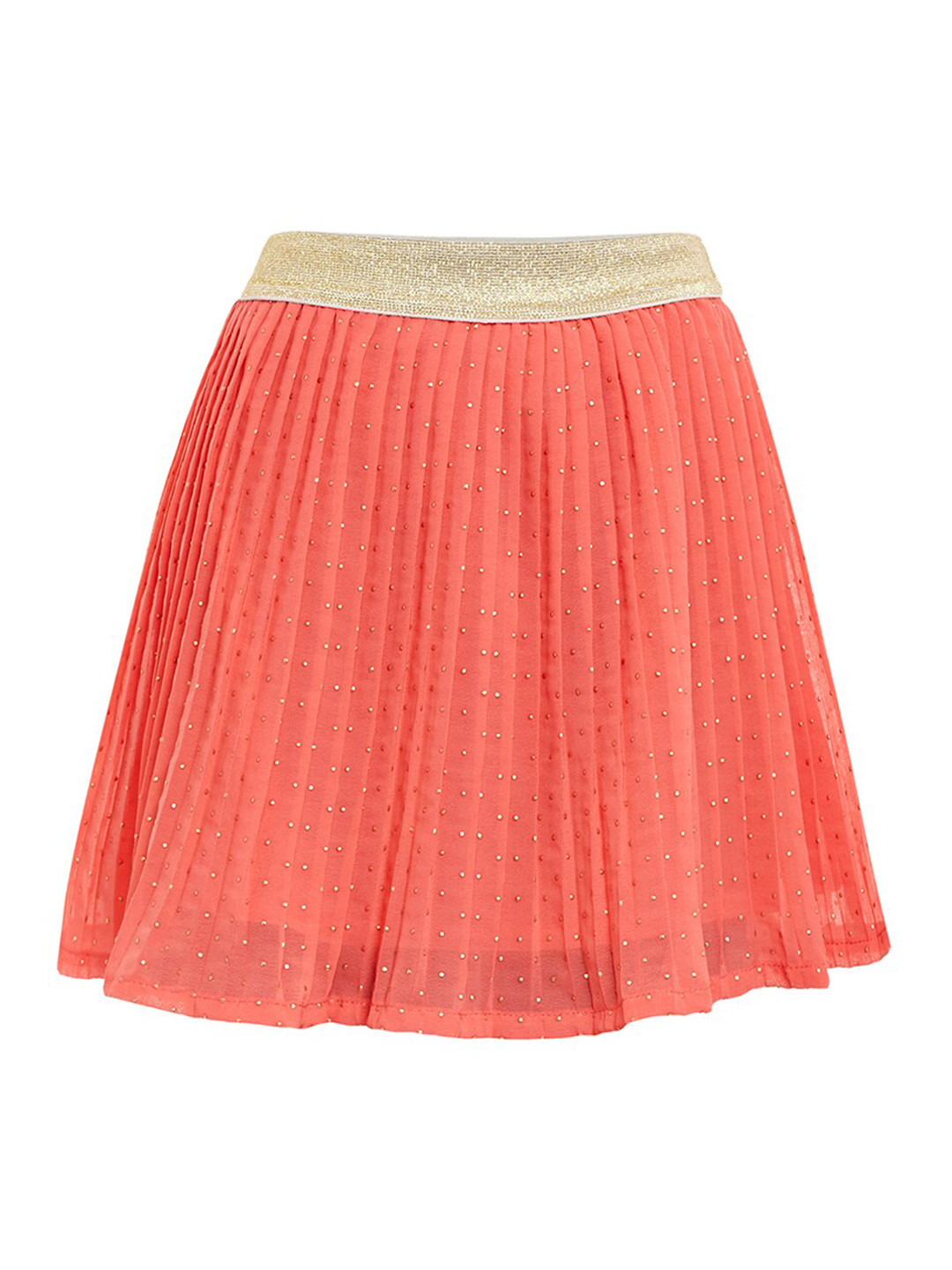 Miyo Girls Orange Solid Flared Knee-Length Skirt
