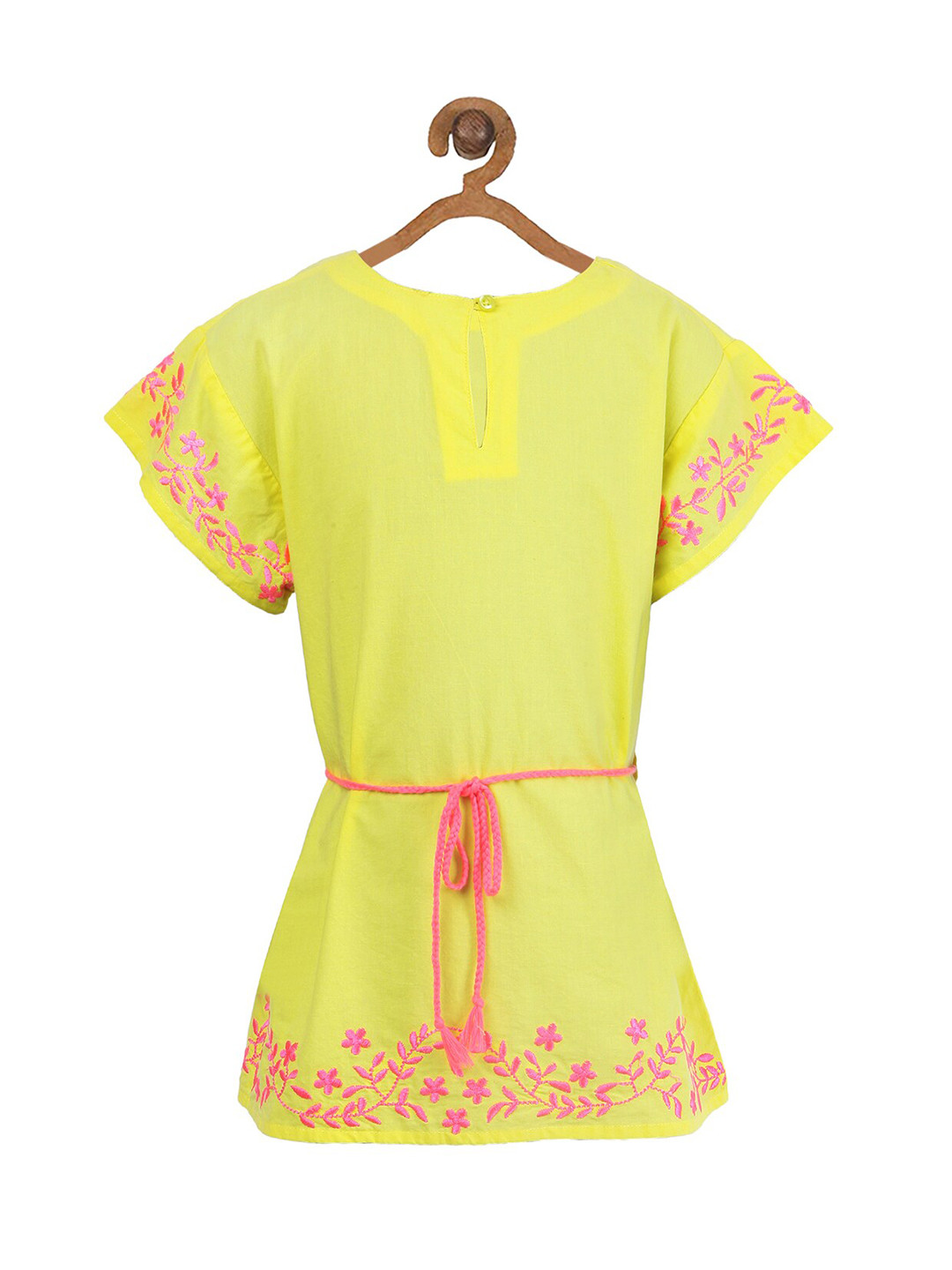 Miyo Yellow Floral Print Cinched Waist Top