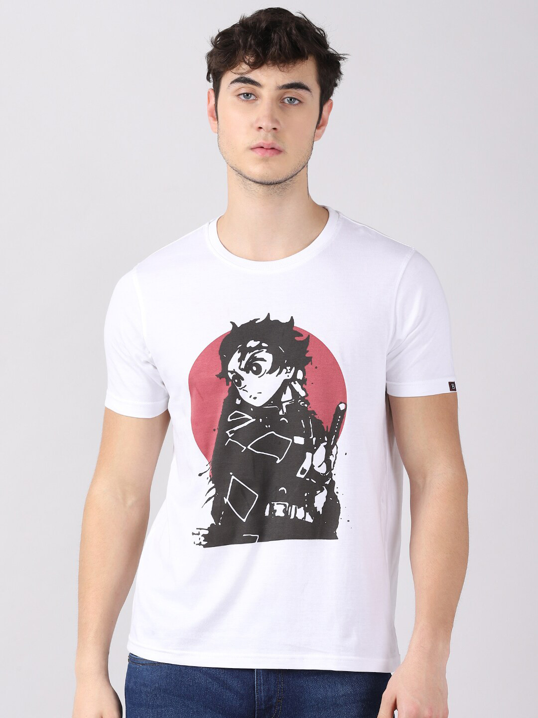 Bushirt Men White Tanjiro - Demon Slayer Printed Pure Cotton T-shirt