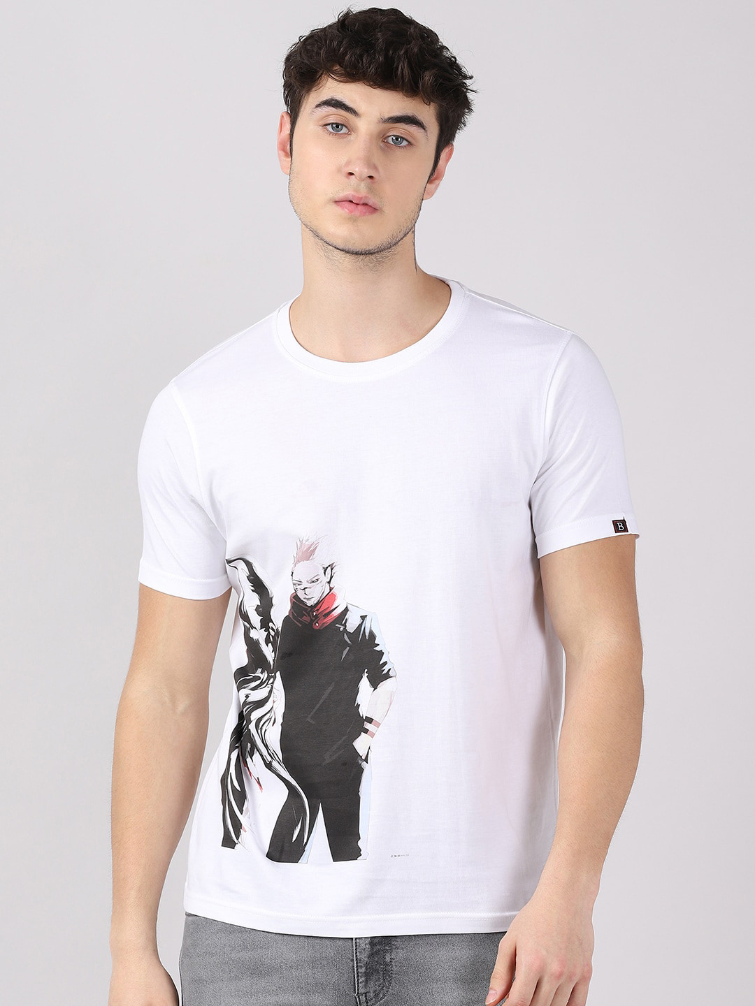 Bushirt Men White  Sukuna Itadori Yuji Heart - Jujutsu Kaisen Printed Applique T-shirt