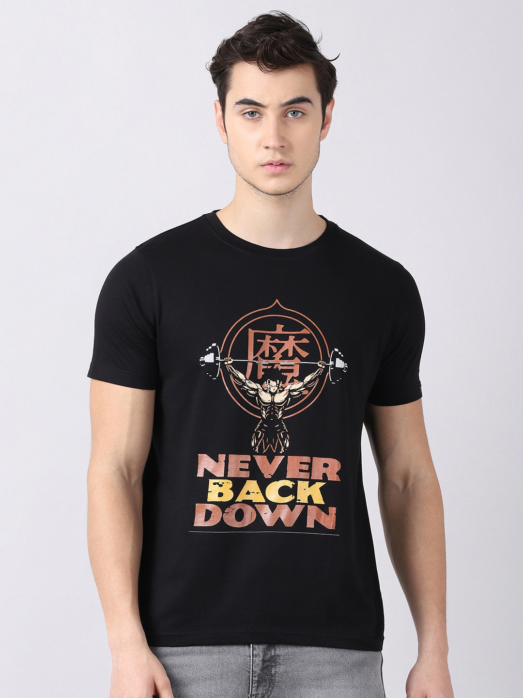 Bushirt Men Black Dragon Ball Z Typography Printed Pure Cotton T-shirt