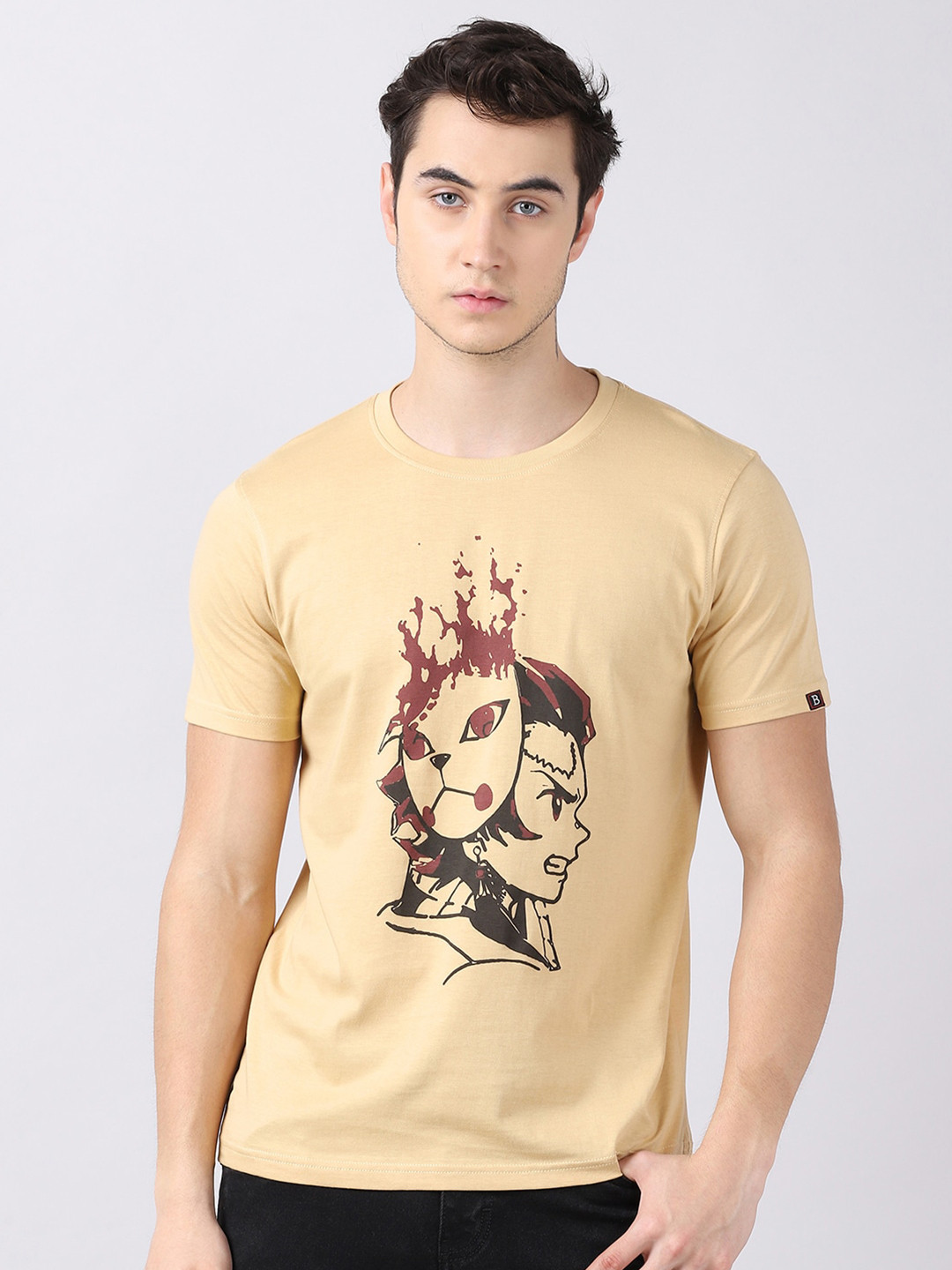 Bushirt Men Beige Bushirt Kamado Tanjirou Kimetsu Anime T-Shirt