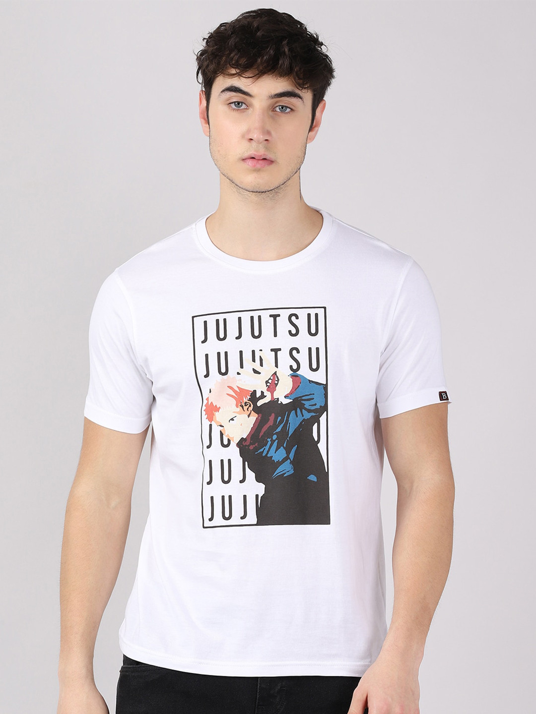 Bushirt Men White Kioon Jujutsu Kaisen Printed Pure Cotton T-shirt