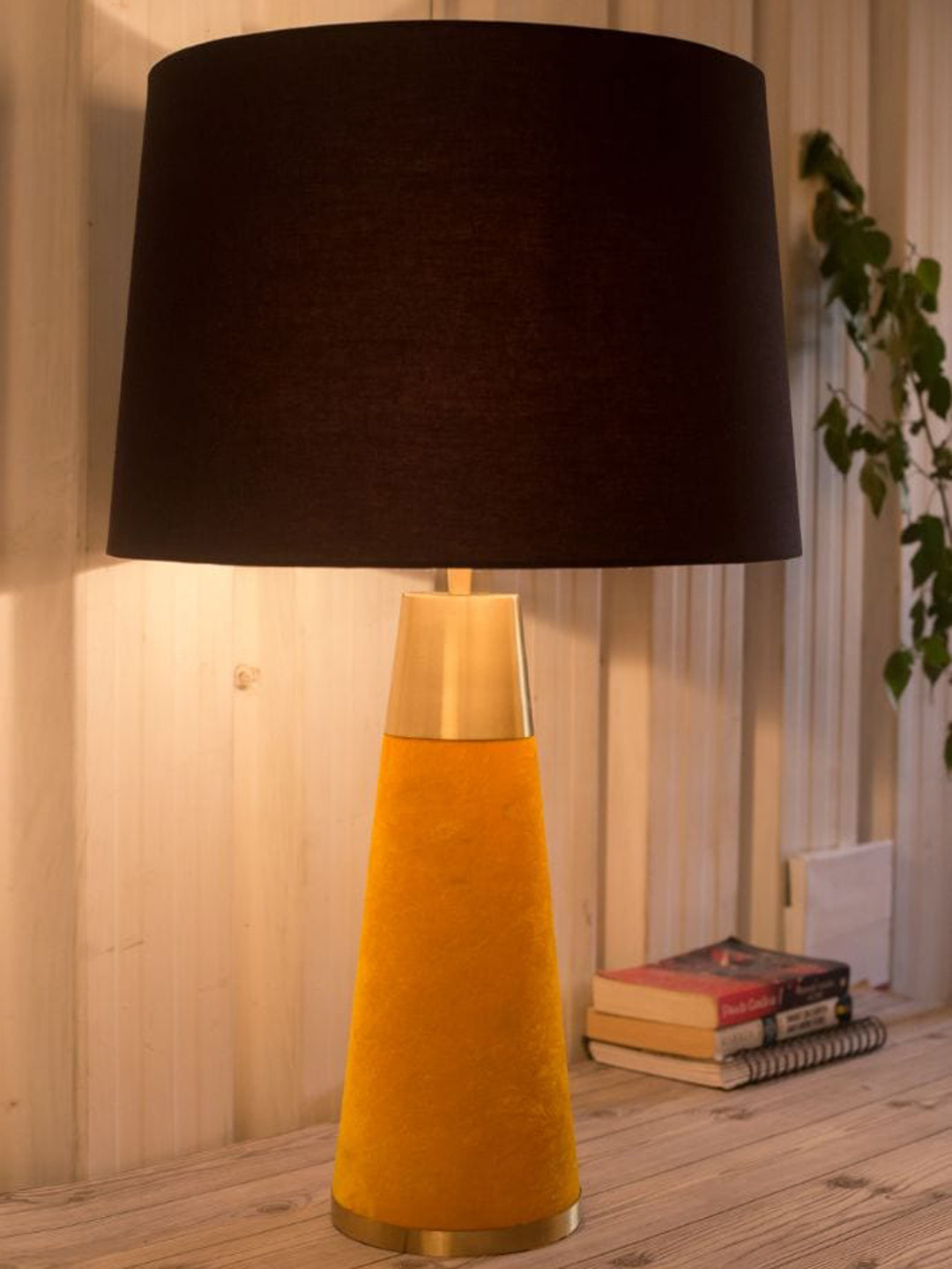 Grated Ginger Yellow Contemporary Table Lamp with Shade